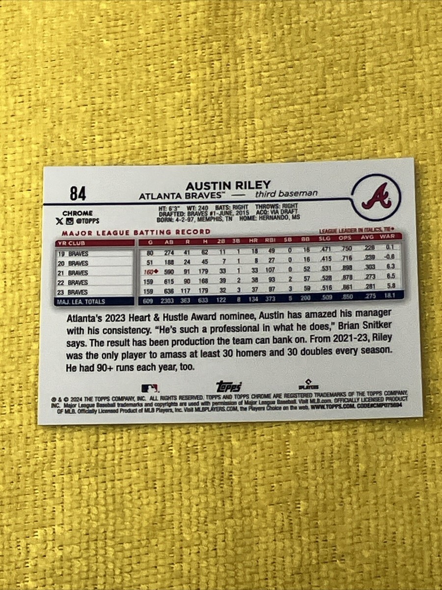 ✳︎noa✳︎ m s Austin Riley 2024 Topps Chrome #84 X-FRACTOR - Atlanta Braves | eBay