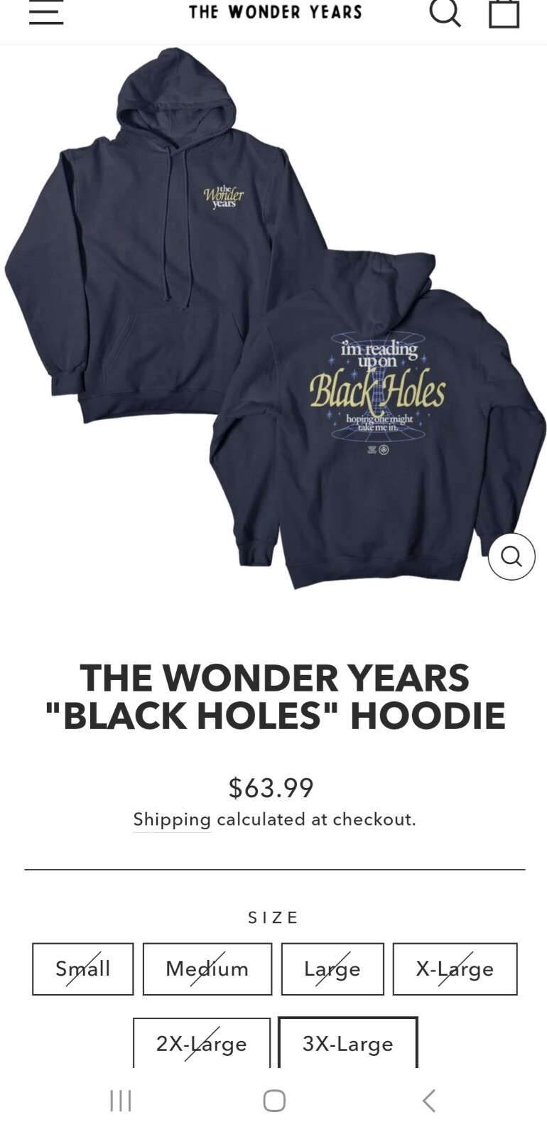 The Wonder Years Hoodie Band Tour Merch  Large Navy Pop Punk