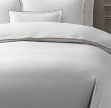  325 Restoration Hardware Italian Tipped Stitch Full/Queen Duvet Cover White
