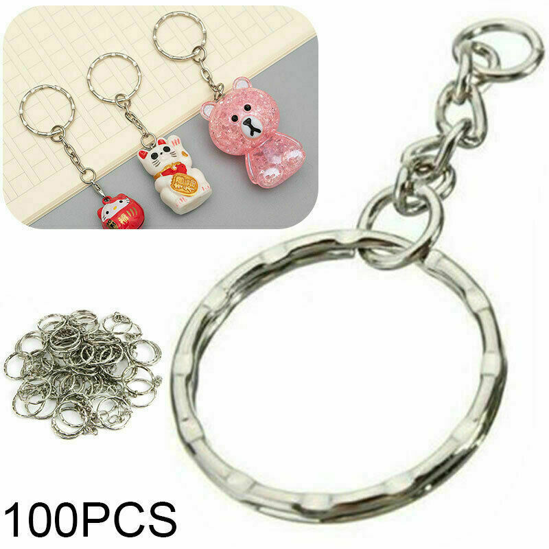Split Ring Keyrings 200pc 200 Pieces Silver Keyring Blanks – Key Chains With Split Rings & 4-Link Chain, 55mm Total, Alloy Metal Key Ring - Foto 3