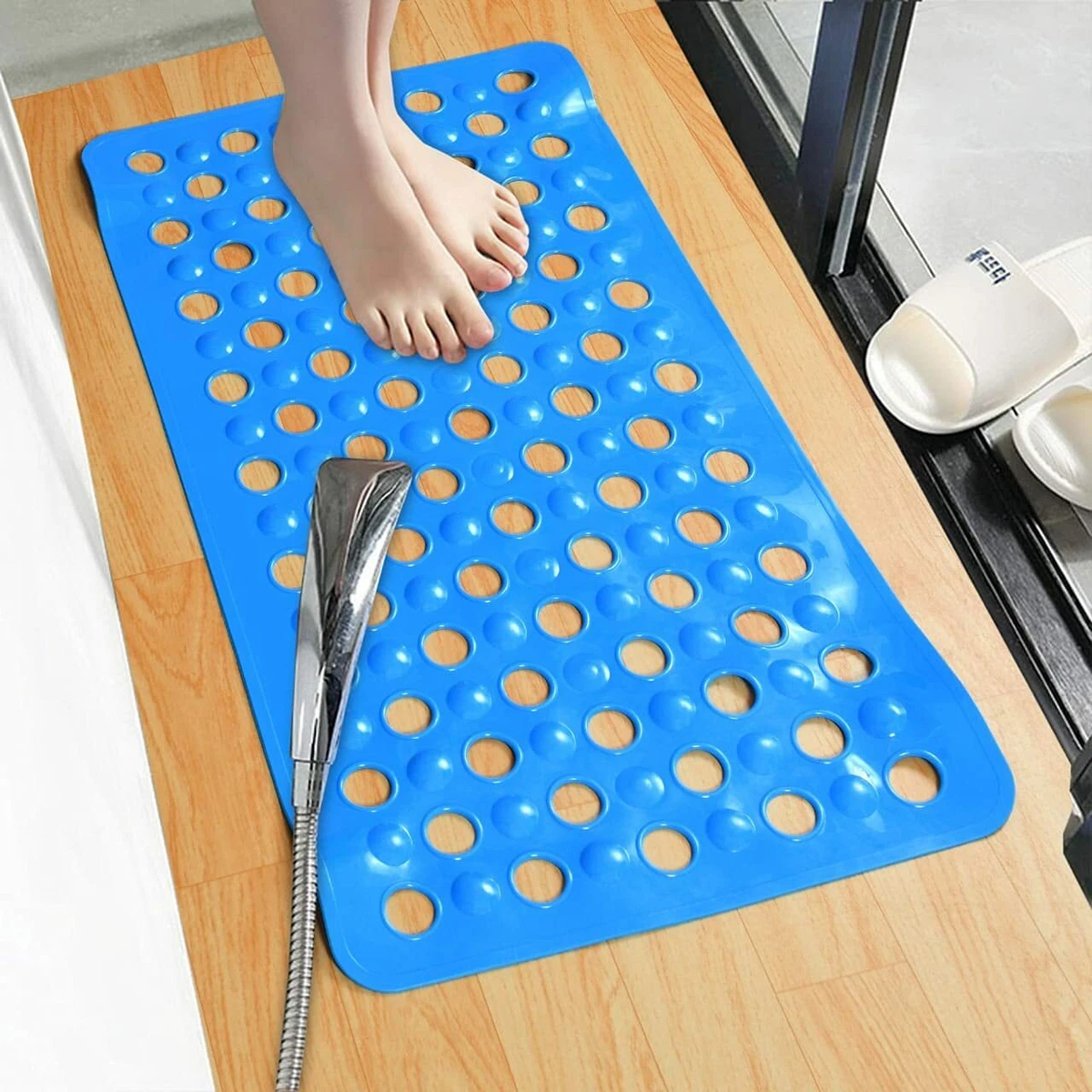 Bath Mat Blue, Rubber Casual Of 27 x 15 Inch For Bathroom Purpose, Pack of  1