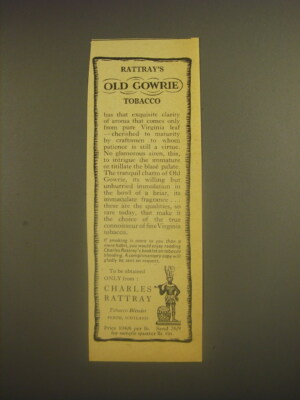 1962 Rattray's Old Gowrie Tobacco Ad - Rattray's Old Gowrie Tobacco