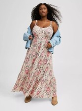 Torrid Floral Maxi Dress Tiered Pink NWT New 1X