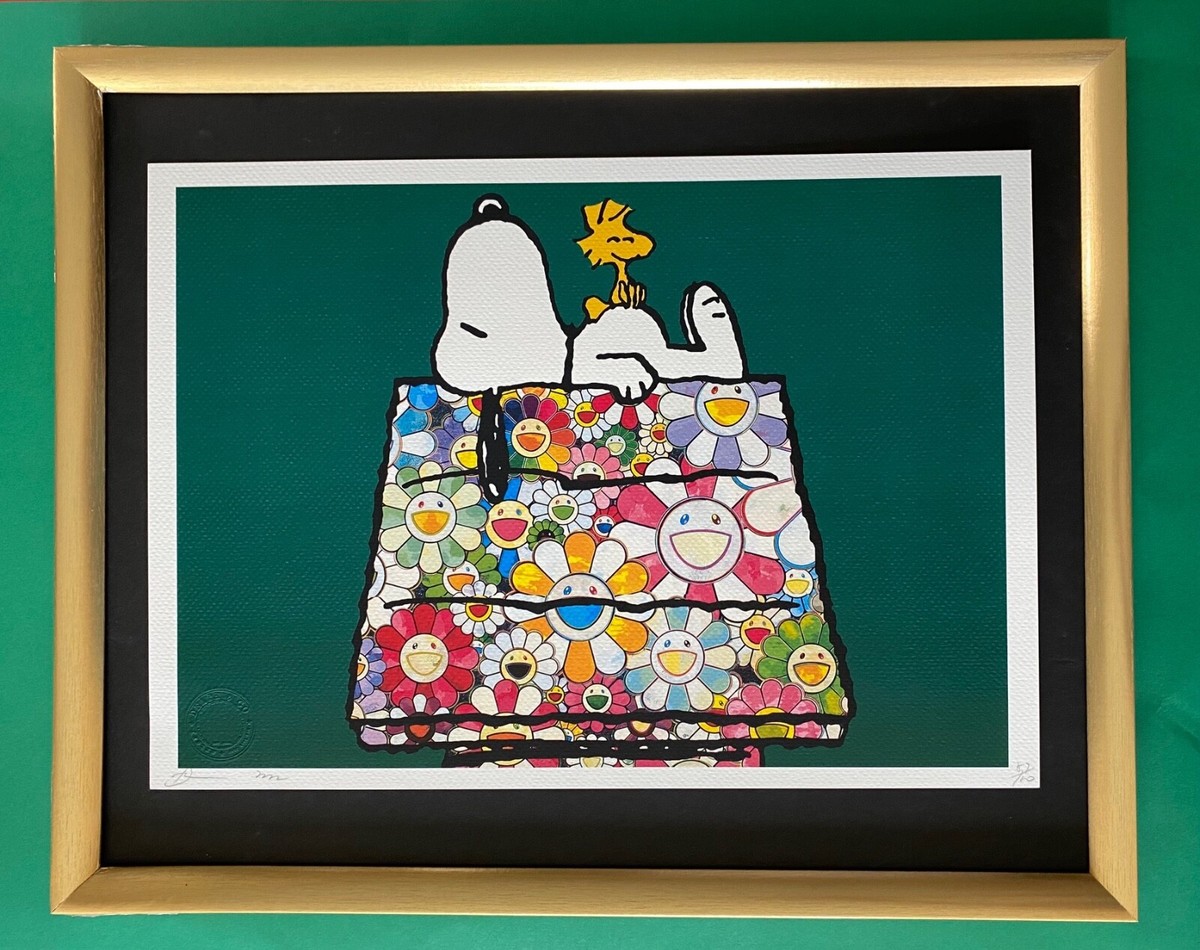 DEATH NYC Signed Large 16x20 Framed SNOOPY SCHULZ COA MURAKAMI