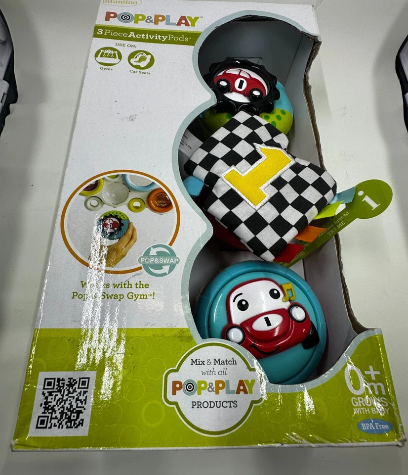 INFANTINO Pop & Play 3 Piezas Coches Rojo Actividad Vainas Bebé Juguetes 0+ Meses NUEVO Foto 3 de 4