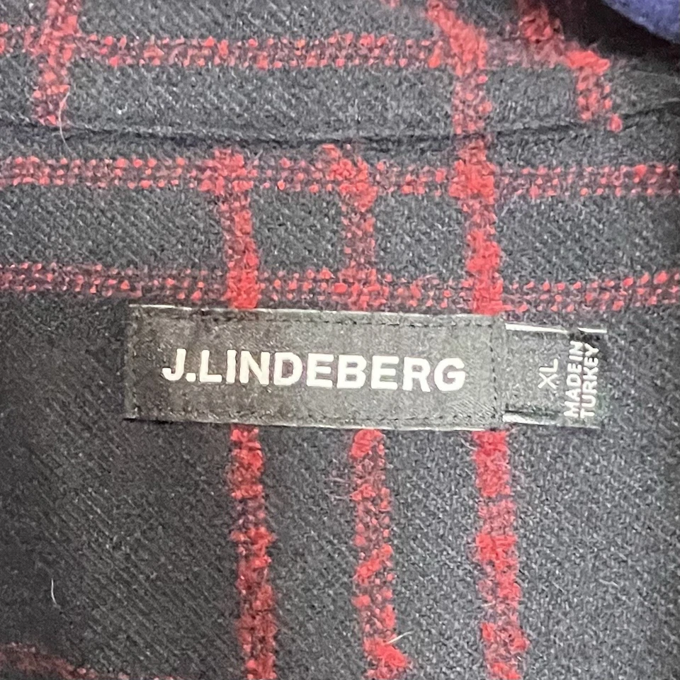 J Lindeberg Wool Blend Shacket XL Overshirt Jacket Men’s Black Red Plaid - Image 3 of 4