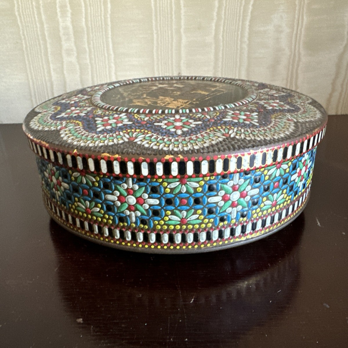 1890年　wedge wood Camellia イングランド 色絵 大皿 Vintage Designed By Daher, Long Island New York Tin Floral Made in
