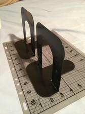 2 Black Metal Bookends 4.5” Wide Base, 5” Tall No-skid Base with Gripper Pads