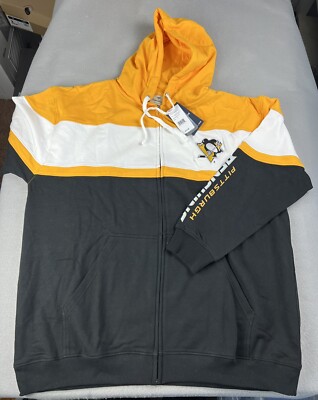 FANATICS Pittsburgh Penguins Team Black Full Zip Hoodie Sz 3XL Cotton Blend NWT