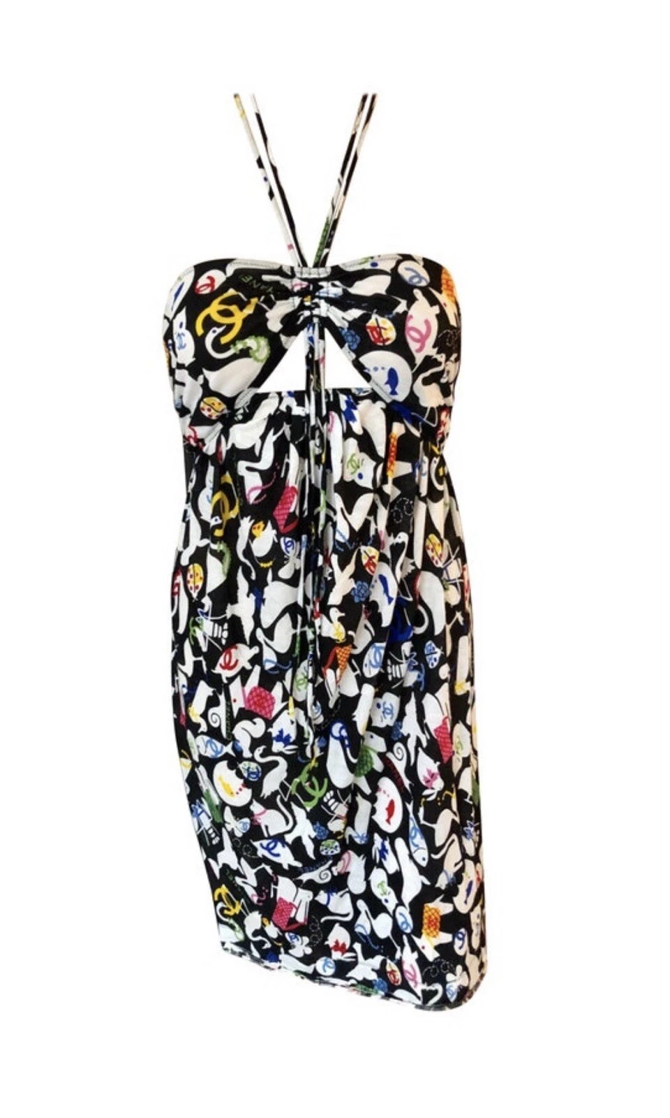 MINI ABITO CHANEL VINTAGE CC STAMPA LOGO SUPPORTO RETRO APERTO FR 40