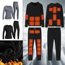 Mens Women's Winter Heated Underwear Suit USB Electric Power Heater Warm
