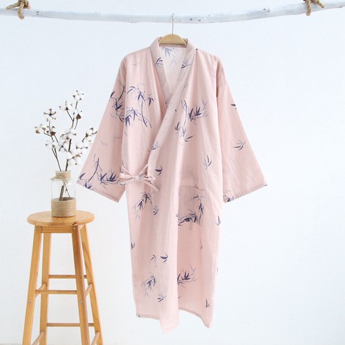 Japanese Yukata Kimono Pajamas Cotton Bamboo Soft Steamed Bathrobe Nightwear New - Picture 13 of 14