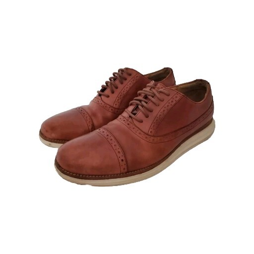 SAOLA Scarpe Oxford Cole Haan Lunagrand Woodbury in pelle da uomo taglia 11 marrone congac