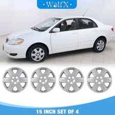 15" 4Pcs Wheel Rim Cover Silver Lacquer Hubcaps Set For 2005-2008 Toyota Corolla