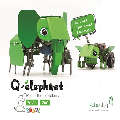 Robobloq Q-Elephant 2-in-1 Roboter Set, Smart Toy Roboter Lego grün Einhorn