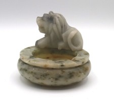 Vintage Chinese Carved Fu Foo Dogs Soapstone Guardian Lion Figure Ashtray