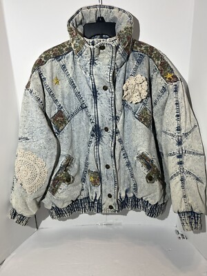 Vintage East West Acid Wash Jean Jacket Small Paisley Print