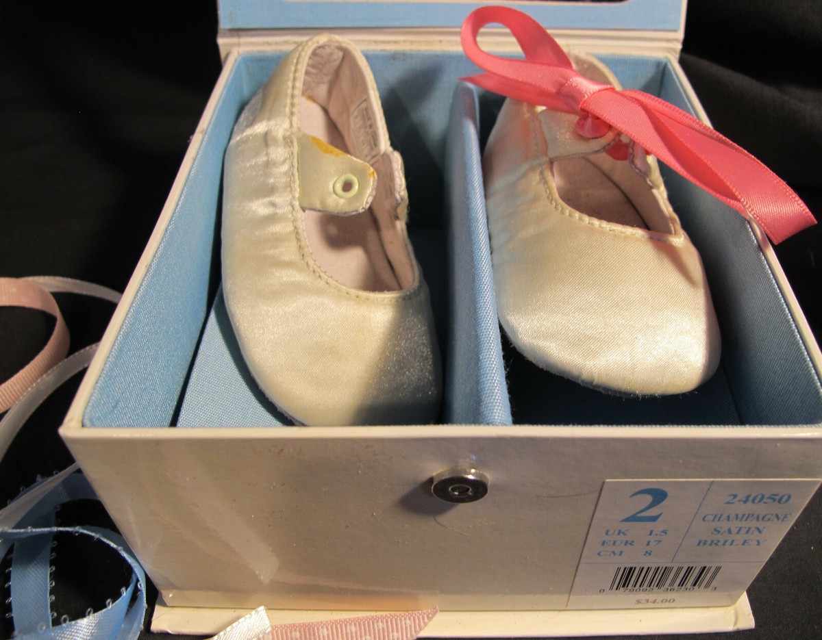 Ralph Lauren Layette Baby Christening Shoes Champagne Satin Briley