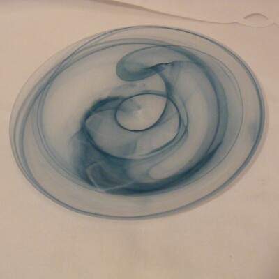 Artisan Ware Art Glass Blue Swirl Design Serving Plate / Platter