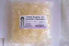 Clear Empty Capsules 1000 Count - Size #1  Non-GMO USA