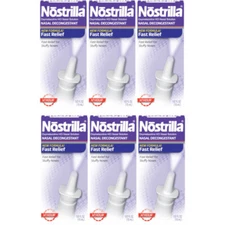 6 Pack Nostrilla Nasal Decongestant 12 Hour Fast Relief 15 ml for Stuffy Noses