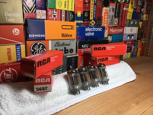 4x Rare NOS BronzePlate GoldGrid RCA 5687 USA ~ Grail Audio 7119 E182CC 7044 - Picture 2 of 14