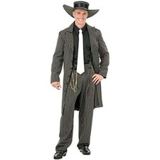 Charades Men's Zoot Suit with Chain, Black/White, X-Small