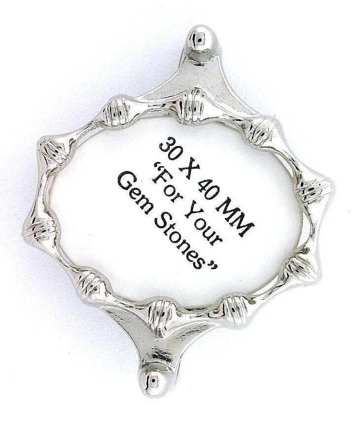 40x30 OVAL CABOCHON CAB GEMSTONE GEM STONE SILVER COLOR BOLO TIE MOUNTING CF875