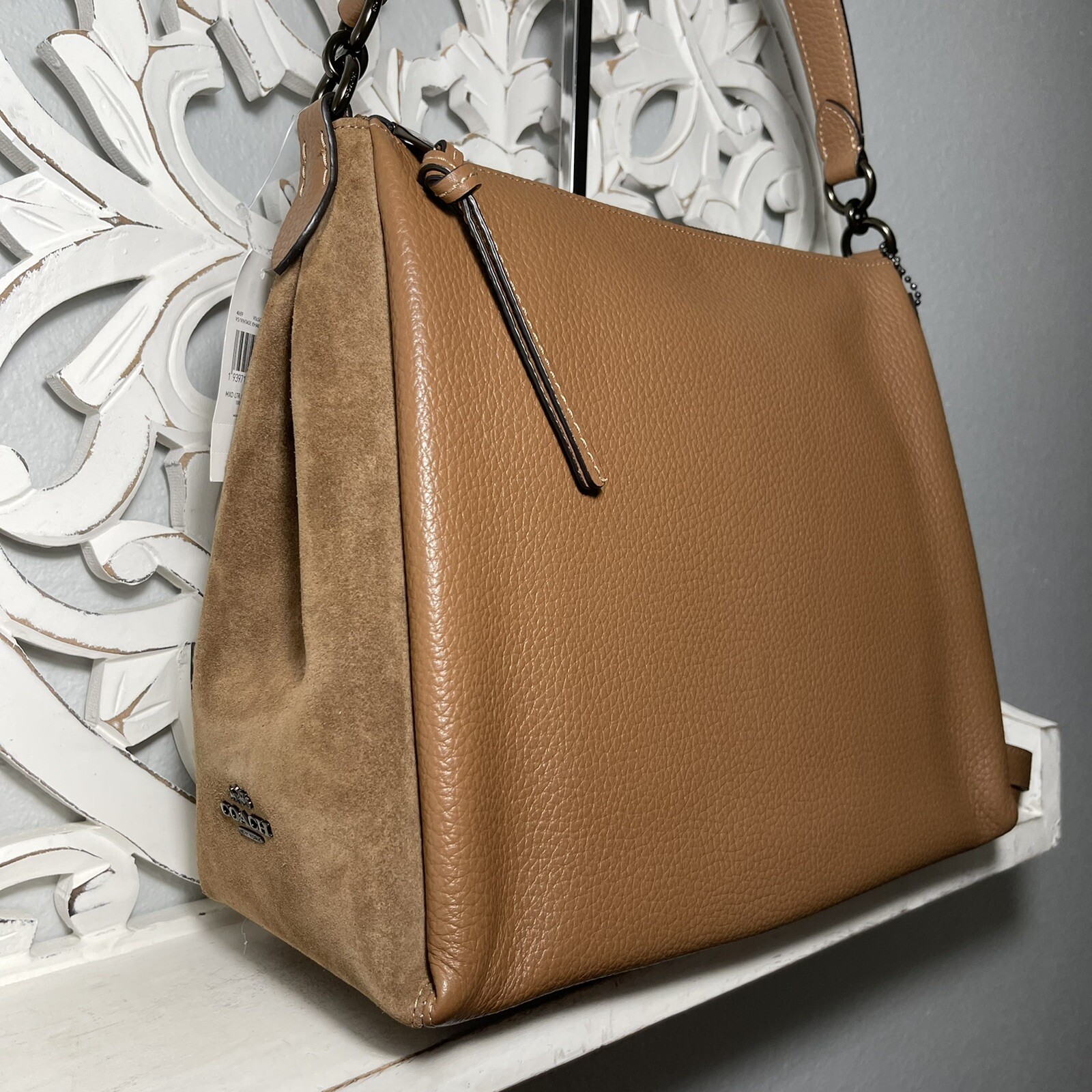 Coach Shay Shoulder Bag Mixed Leather Vintage Khaki Brown Tan eBay