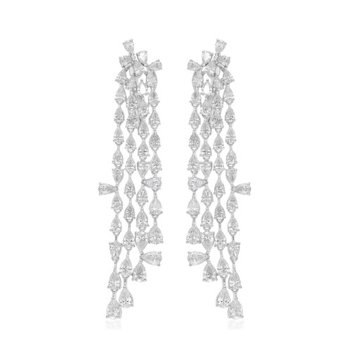 6.60 Ct Pear Lab Grown CVD Diamond Chandelier Earrings 14k White Solid Gold Gift - Picture 2 of 10