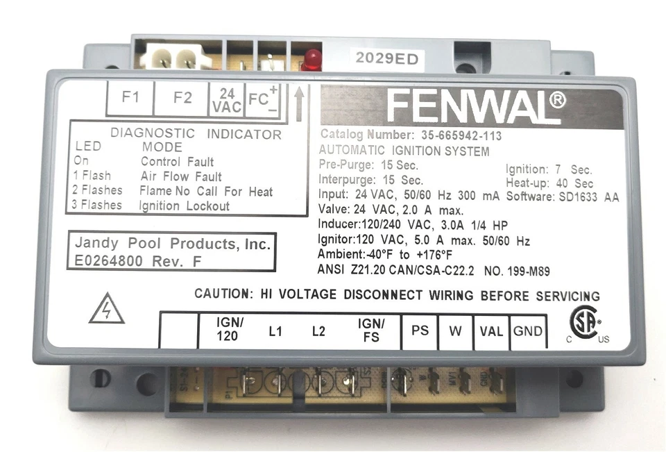 FENWAL 35-665942-113 Automatic Ignition Control System Module SAME DAY SHIPPING