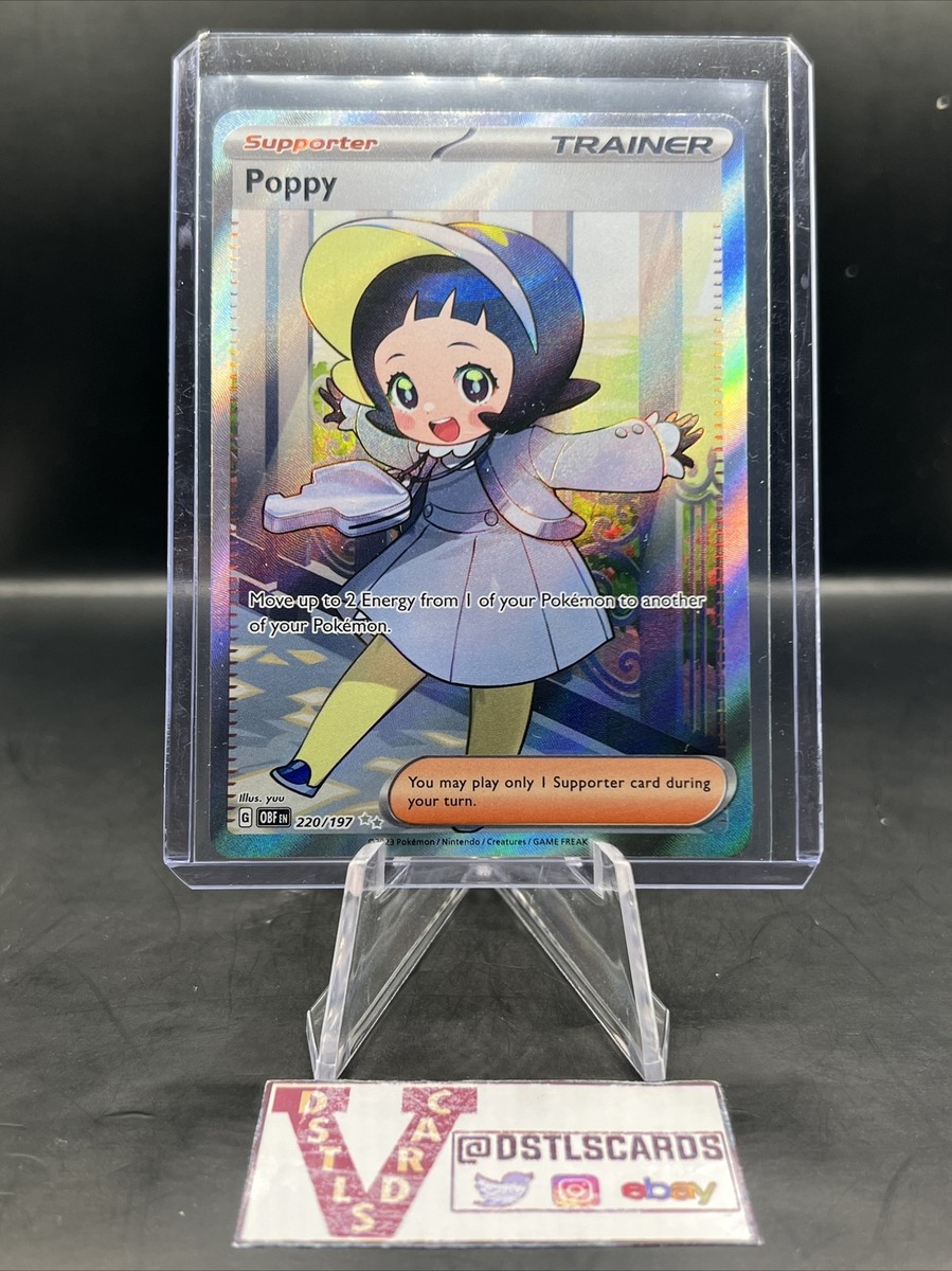 Pokemon Obsidian Flames - POPPY FULL ART TRAINER 220/197 NM Pokemon Obsidian Flames - POPPY FULL ART TRAINER 220/197 NM