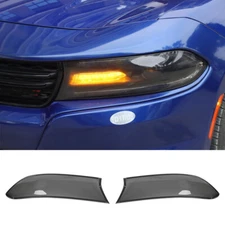 Smoked Front Head Light Lamp Guards Cover Trim For Dodge Charger 15+ Accessories