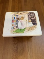 Doreen Coley: Handpainted & Signed Stool - Bunnies - Child's Nursery  - Vintage
