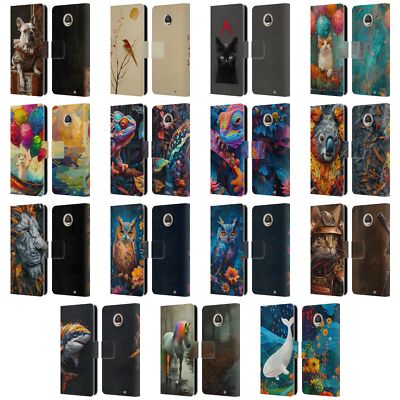 OFFICIAL HAROULITA MIX ART ANIMALS LEATHER BOOK WALLET CASE FOR MOTOROLA PHONES