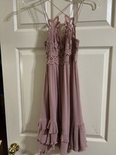 NWT Free People Adella crochet Lace maxi boho Slip Smock Rose women dress XS A5