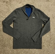 Saks Fifth Ave Sweater Mens S Gray Wool Blend Quarter Zip EXCELLENT  