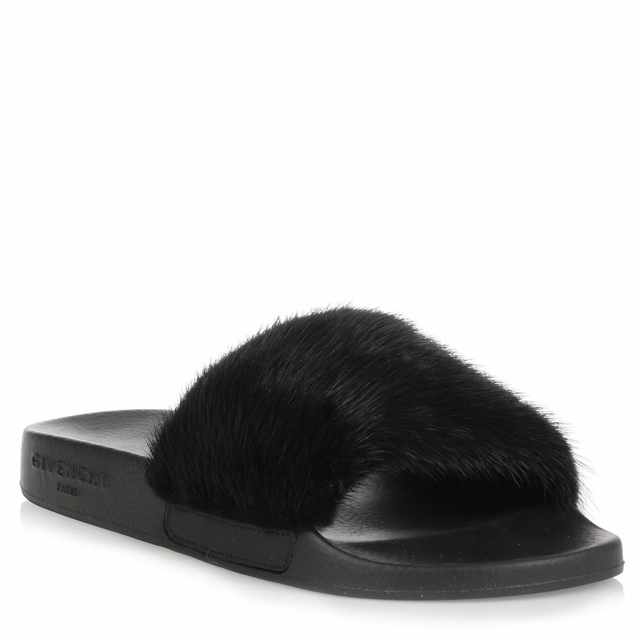 givenchy black fur slides