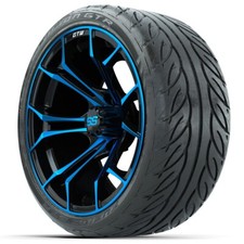 Set Of 4 15 Gtw Spyder Blueblack Wheels 21540-r15 Fusion Gtr Street Tires
