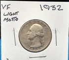 1932 WASHINGTON SILVER QUARTER - VF - LIGHT MOTTO  - QV7