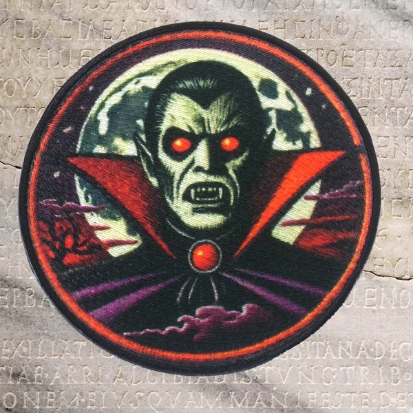 Dracula Classic Horror Patch - Sci-Fi Monster Movie Iron-On Applique, Vampire