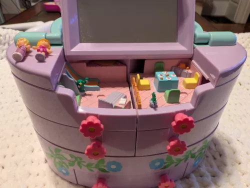 Vintage 1991 Polly Pocket Bluebird Jewelry Box Pullout Playhouse Case/2 Figures