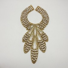 Vintage Gold Tone Beaded Statement collar Bib