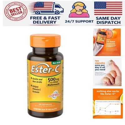 Ester-C 500mg with Bioflavonoids - 60  Capsules for Gentle Digestive Health