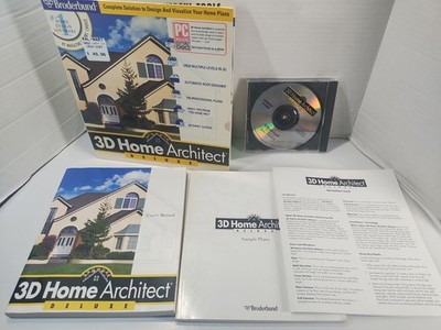 Broderbund 3D Home Architect DELUXE PC CD Computer Program Big Box Win3.1 Win95