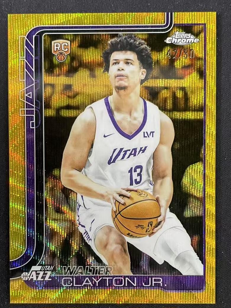 2025-26 Topps Chrome Walter Clayton Jr. #268 RC Gold Wave Refractor /50