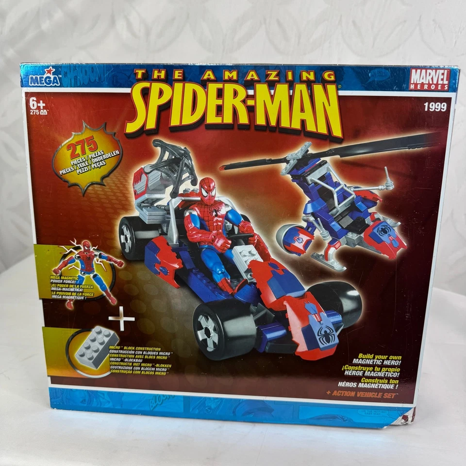 Mega Heroes Blocks Marvel The Amazing Spider-Man Vehículo de Acción 1999 Magnético Foto 3 de 4