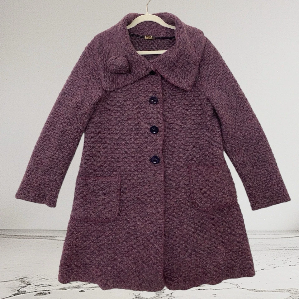 Lola сделано в Италии шерстяная смесь кардиган свитер куртка размер средний уютный шик - Изображение 2 из 4