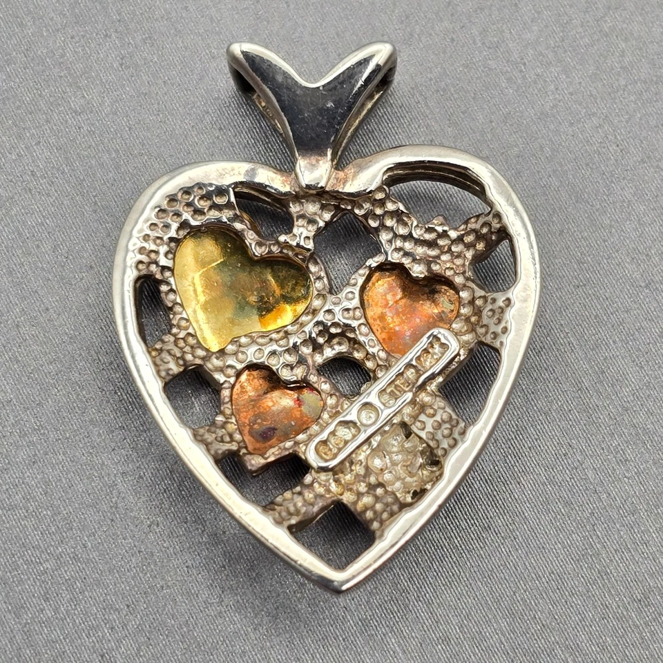 VTG CCo Black Hills Gold 12k Gold & Sterling Silver Grape Heart Pendant 1" - Image 3 of 4