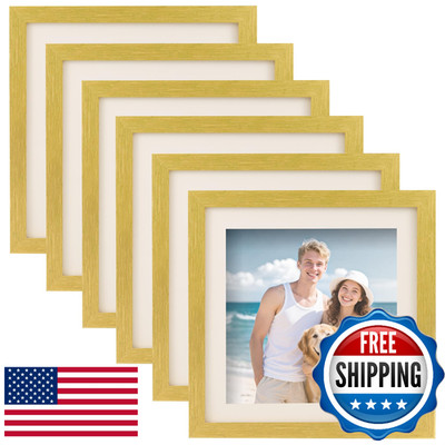 TOFOREVO 10x10 Picture Frames Set of 6 Gold Wood Grain Photo Frame for Gallery W